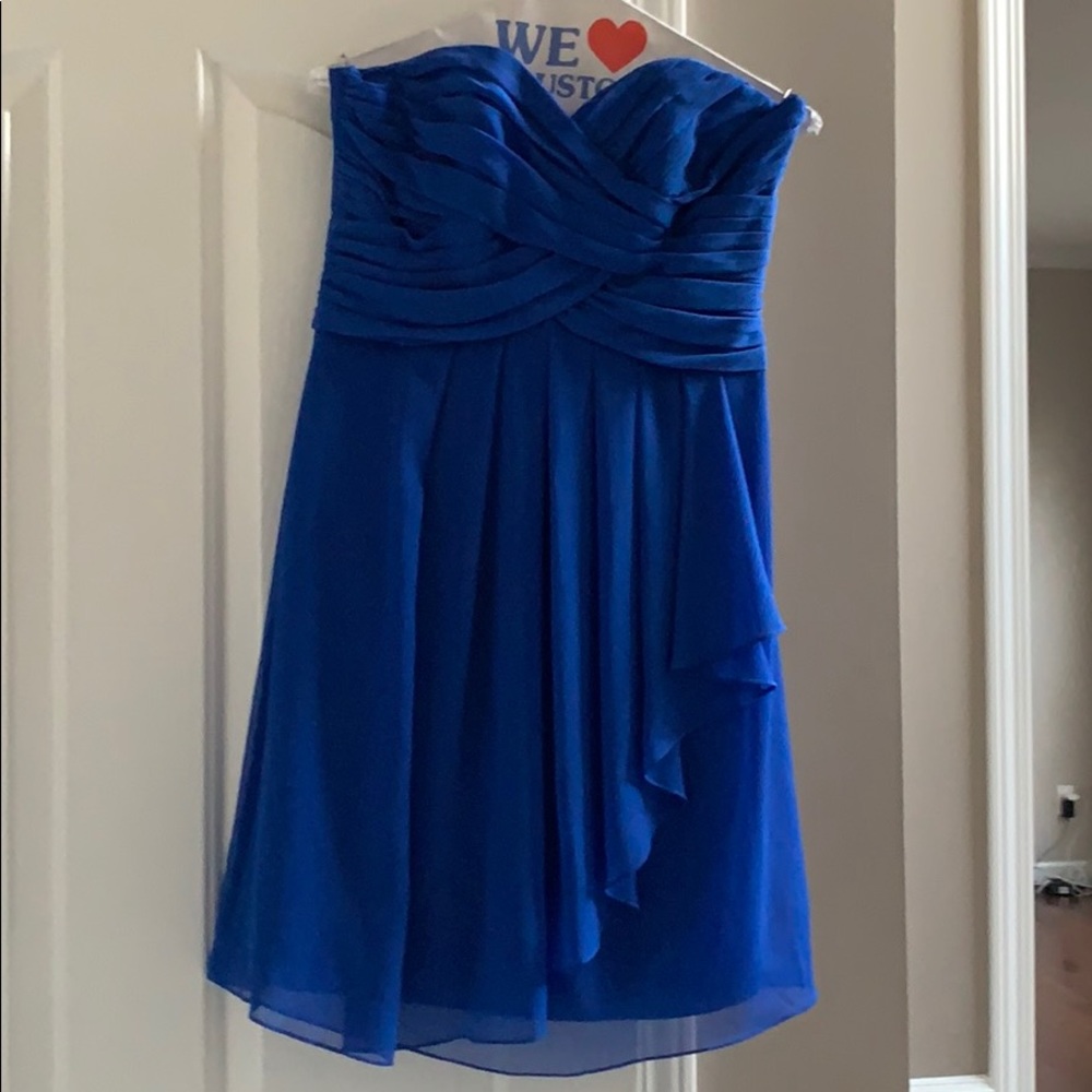 Blue strapless dress